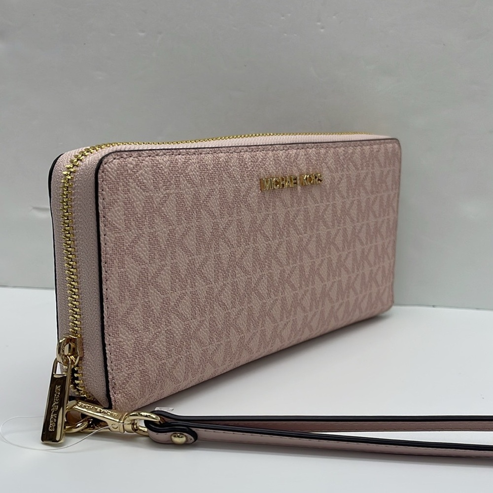MICHAEL KORS Jet Set Travel Lg Signature Logo Continental Wristlet Phone Holder